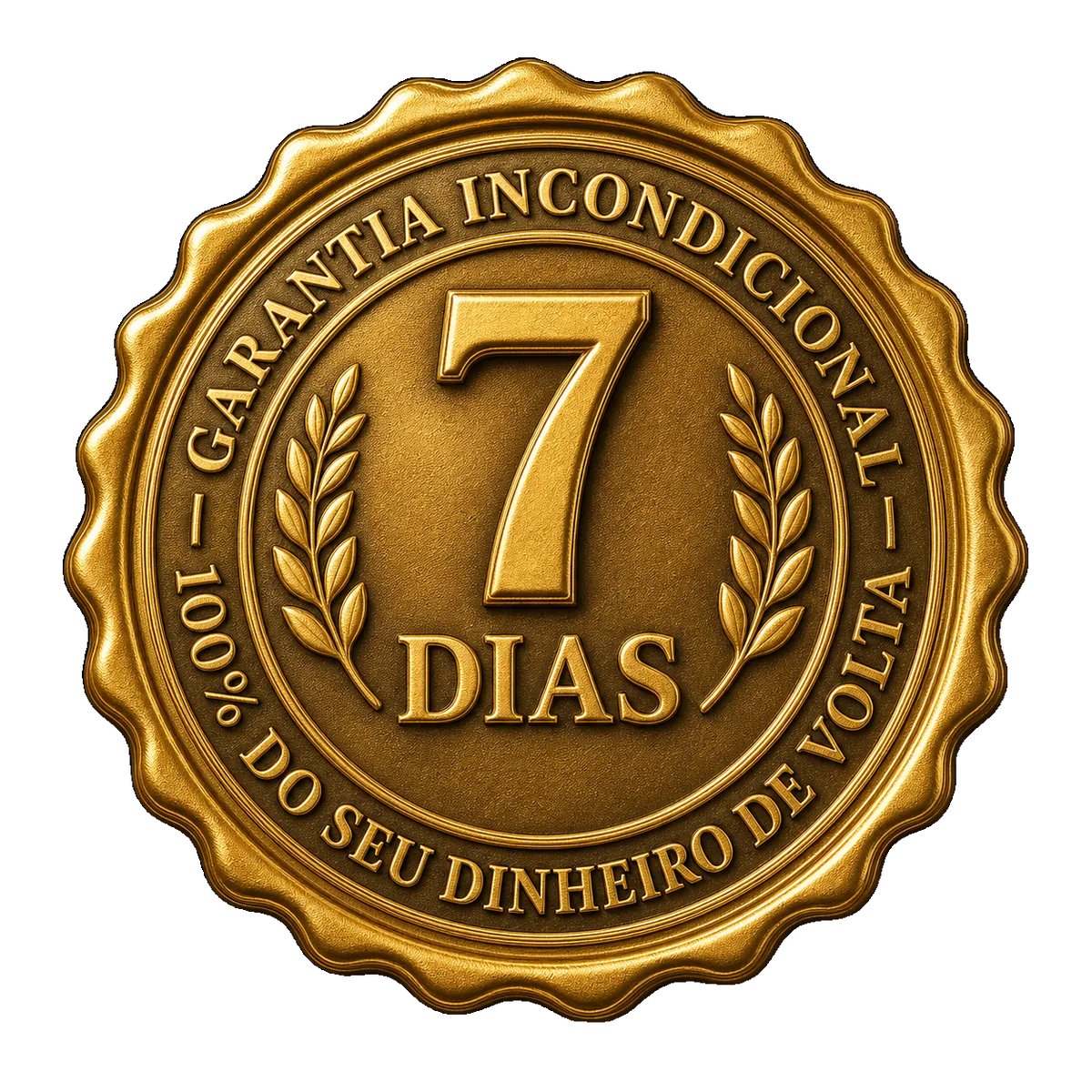 Selo dourado: garantia incondicional de 7 dias, 100% do dinheiro de volta.